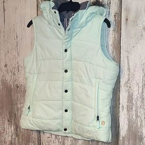 Burton down vest detachable fur lined hood medium